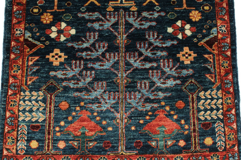 3x8 Navy and Rust Anatolian Traditional Runner