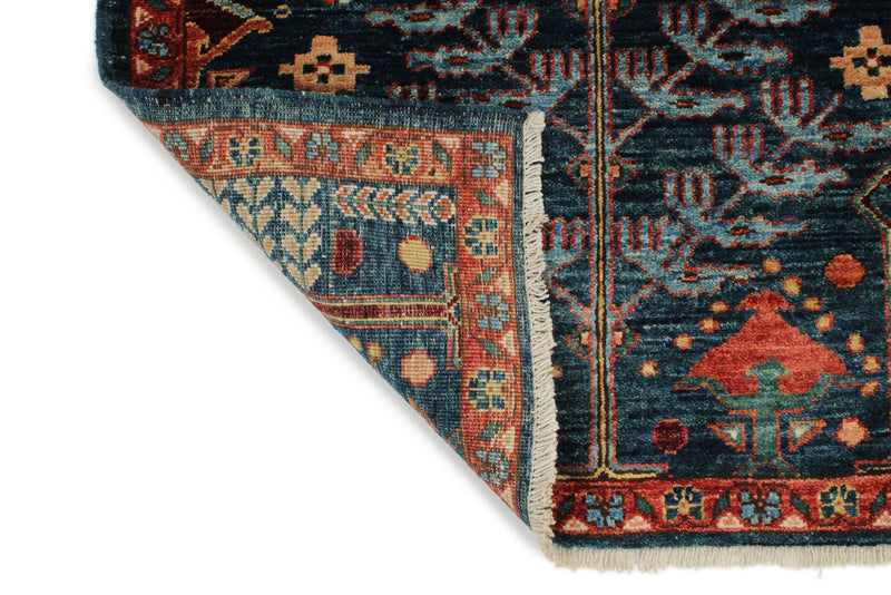 3x8 Navy and Rust Anatolian Traditional Runner