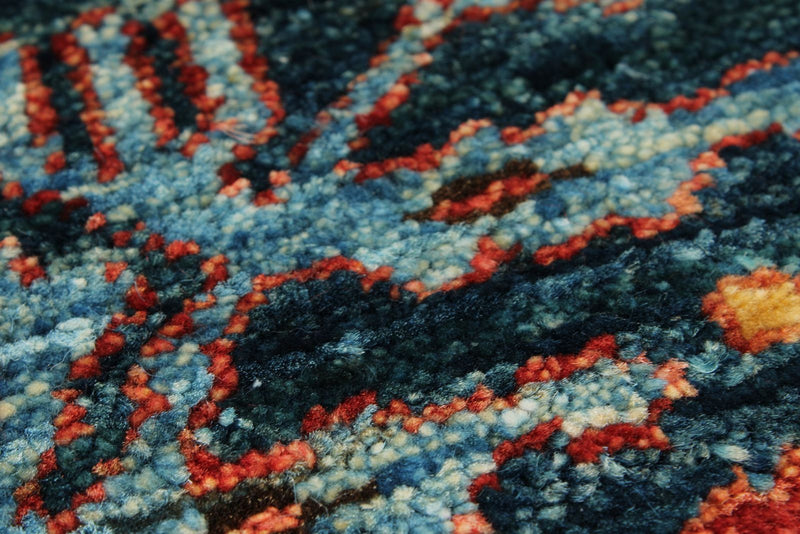 3x8 Navy and Rust Anatolian Traditional Runner