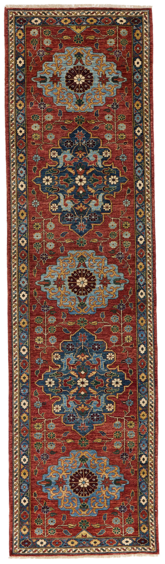 3x10 Red and Navy Anatolian Traditional Runner
