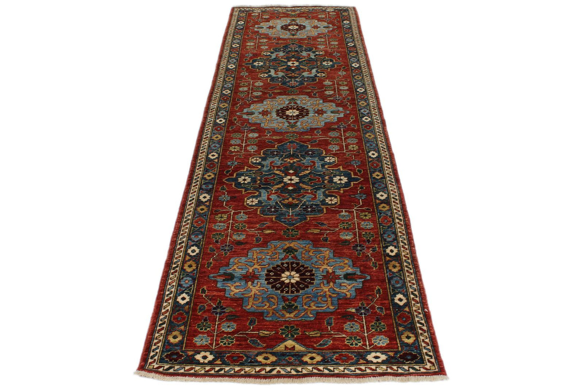 3x10 Red and Navy Anatolian Traditional Runner