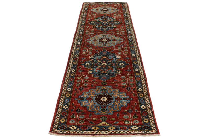 3x10 Red and Navy Anatolian Traditional Runner