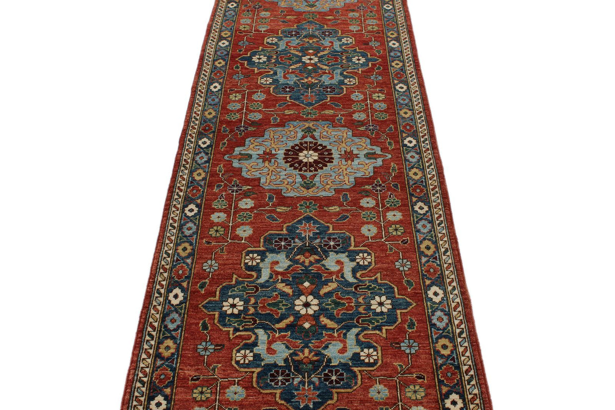 3x10 Red and Navy Anatolian Traditional Runner