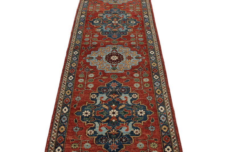 3x10 Red and Navy Anatolian Traditional Runner