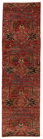 3x10 Red and Multicolor Anatolian Traditional Runner