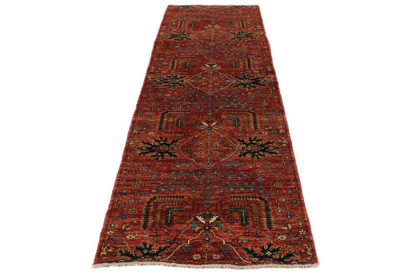 3x10 Red and Multicolor Anatolian Traditional Runner