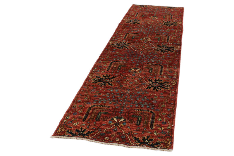 3x10 Red and Multicolor Anatolian Traditional Runner