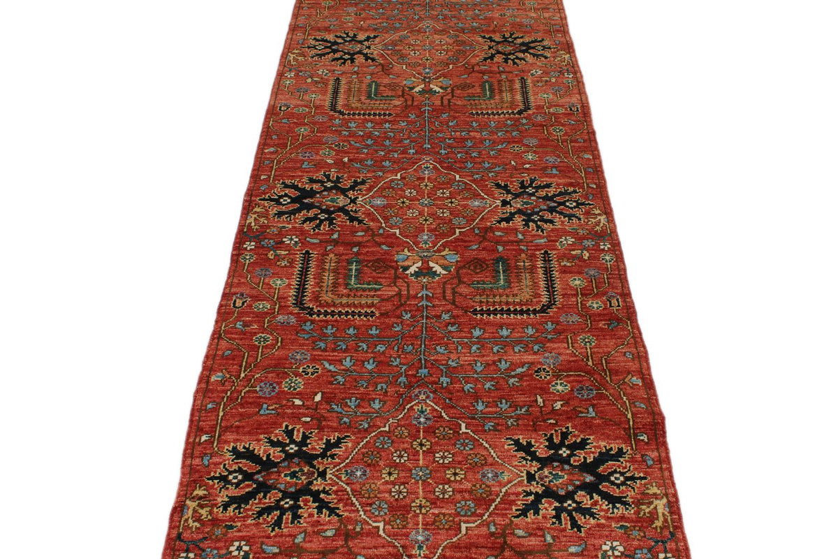 3x10 Red and Multicolor Anatolian Traditional Runner