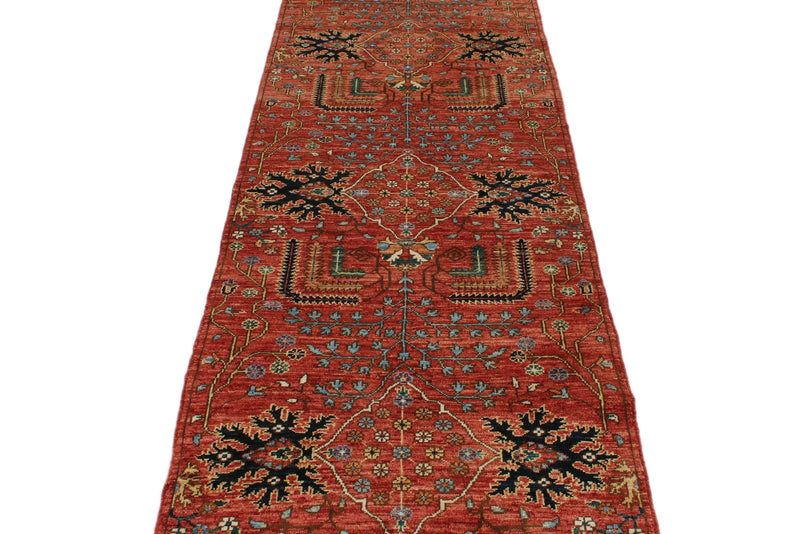 3x10 Red and Multicolor Anatolian Traditional Runner