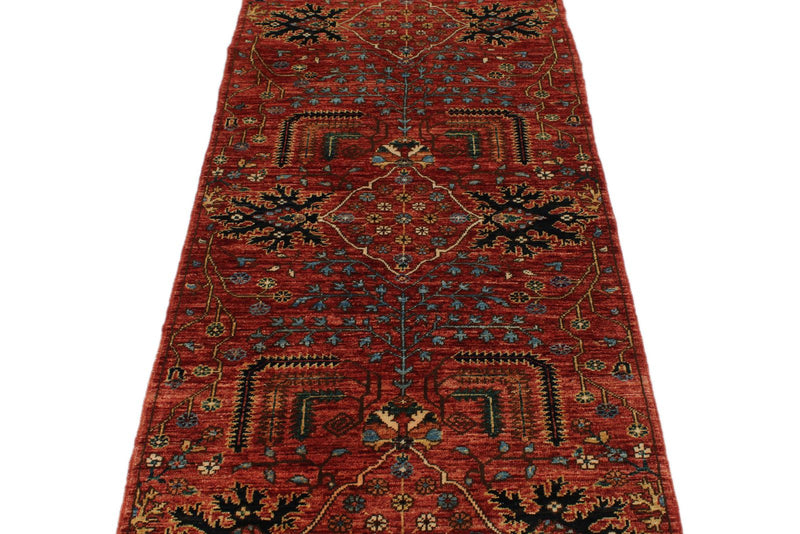 3x10 Red and Multicolor Anatolian Traditional Runner