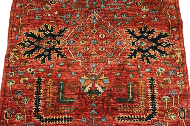 3x10 Red and Multicolor Anatolian Traditional Runner