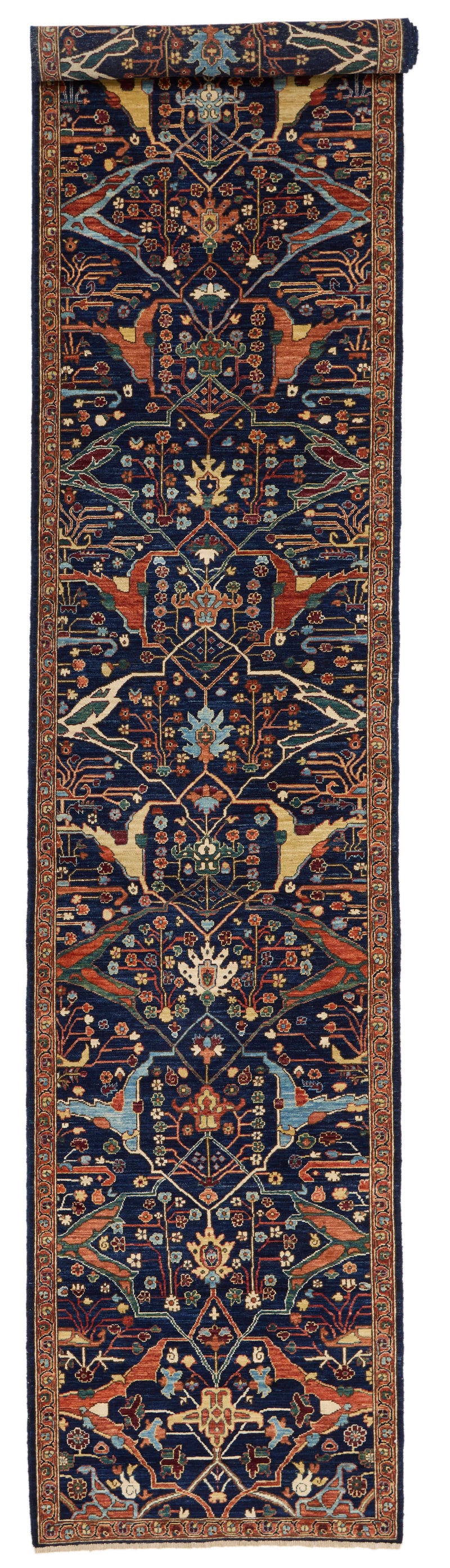 3x15 Navy and Rust Traditional Runner
