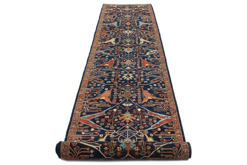 3x15 Navy and Rust Traditional Runner