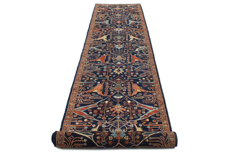 3x15 Navy and Rust Traditional Runner