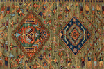 3x10 Green and Multicolor Anatolian Traditional Runner
