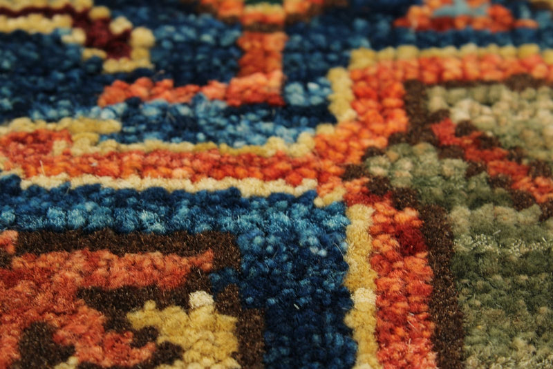 3x10 Green and Multicolor Anatolian Traditional Runner