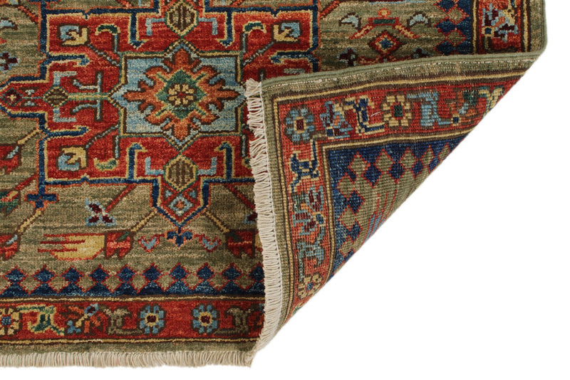 3x10 Green and Multicolor Anatolian Traditional Runner
