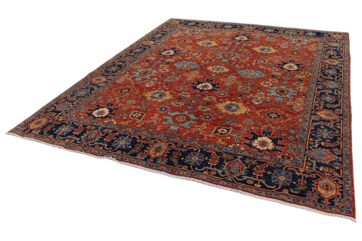 8x10 Rust and Navy Anatolian Traditional Rug