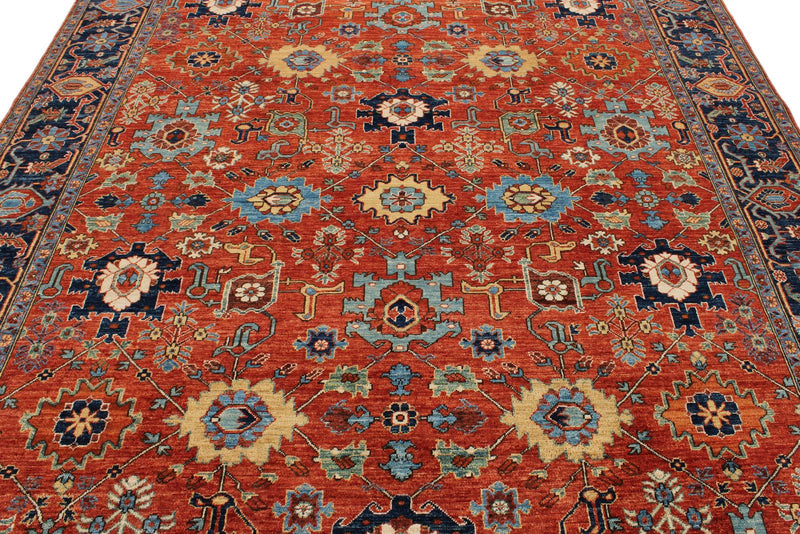 8x10 Rust and Navy Anatolian Traditional Rug