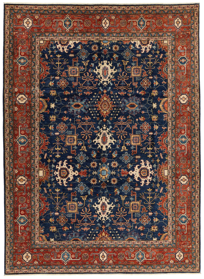 9x12 Navy and Rust Anatolian Traditional Rug