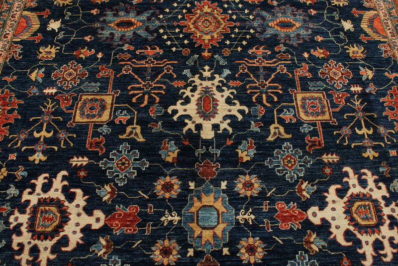 9x12 Navy and Rust Anatolian Traditional Rug