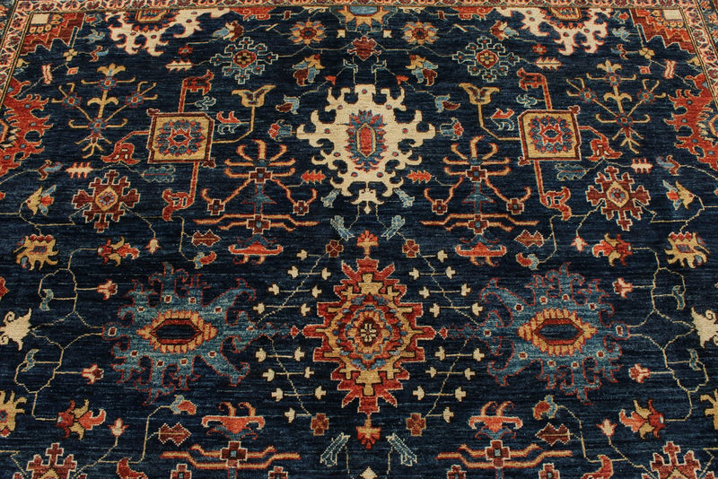 9x12 Navy and Rust Anatolian Traditional Rug