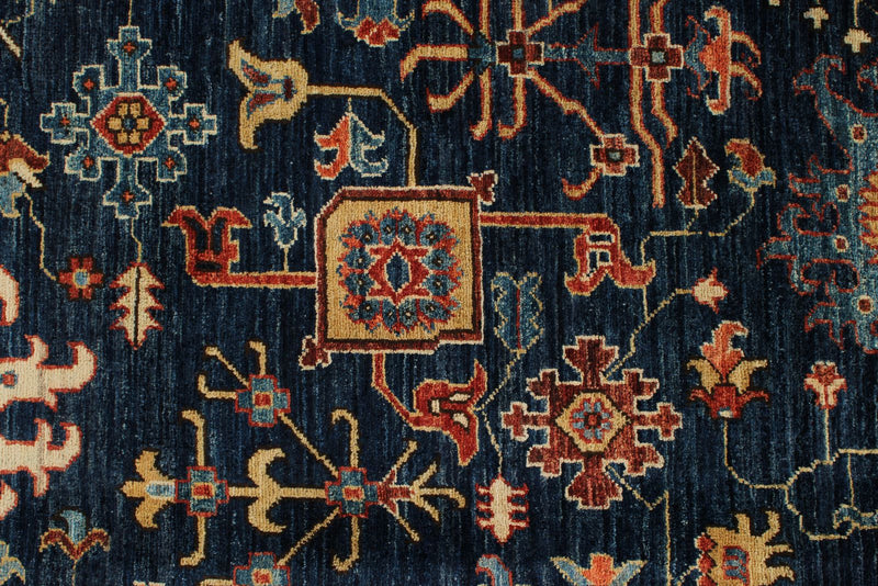 9x12 Navy and Rust Anatolian Traditional Rug