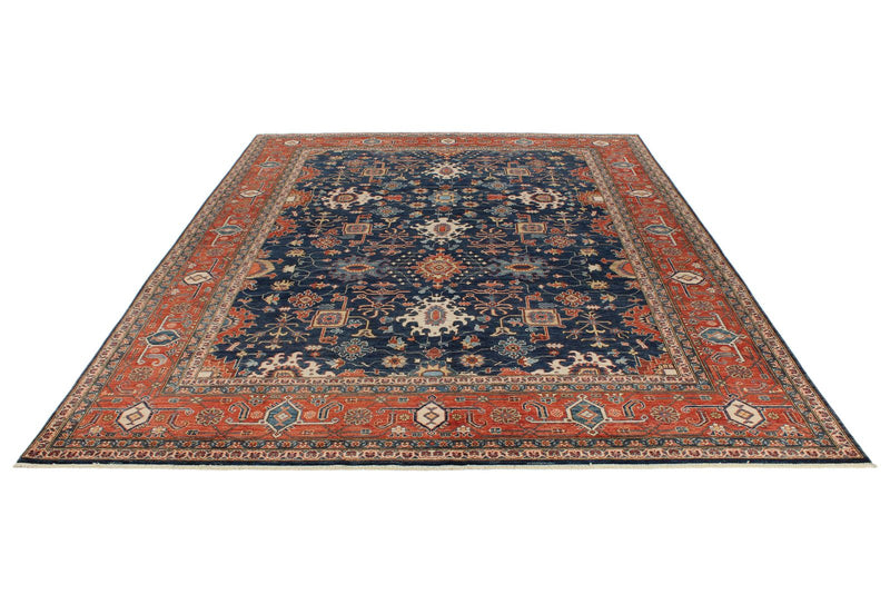 9x12 Navy and Rust Anatolian Traditional Rug