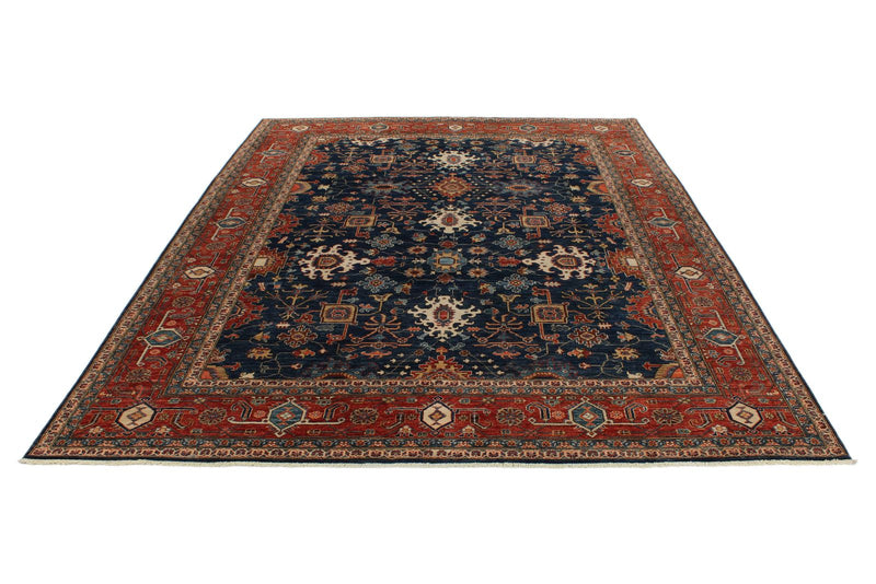 9x12 Navy and Rust Anatolian Traditional Rug