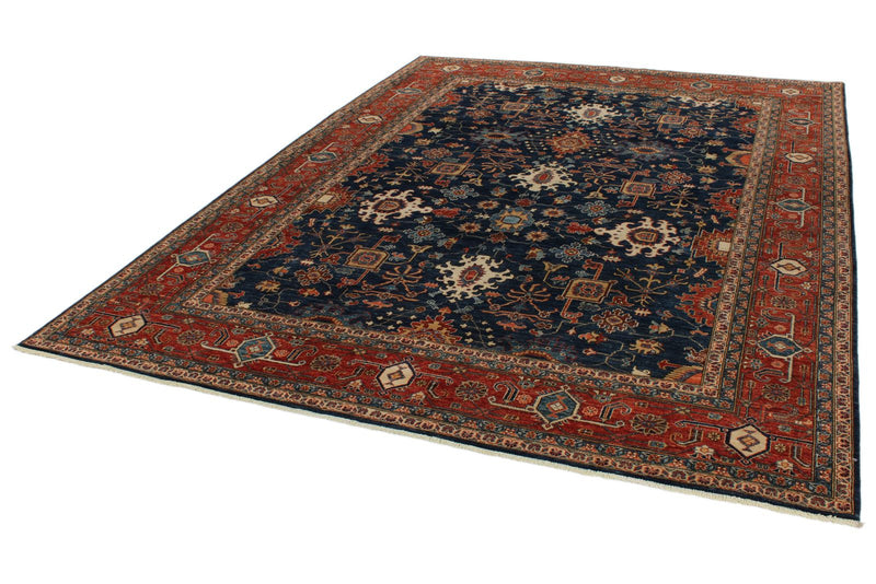 9x12 Navy and Rust Anatolian Traditional Rug