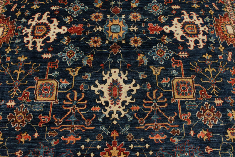 9x12 Navy and Rust Anatolian Traditional Rug