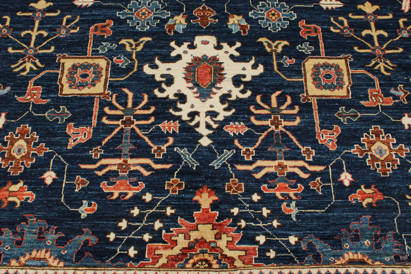 8x10 Navy and Red Anatolian Traditional Rug