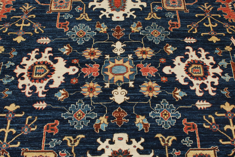 8x10 Navy and Red Anatolian Traditional Rug