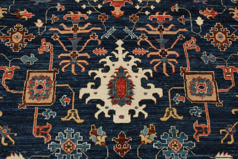 8x10 Navy and Red Anatolian Traditional Rug