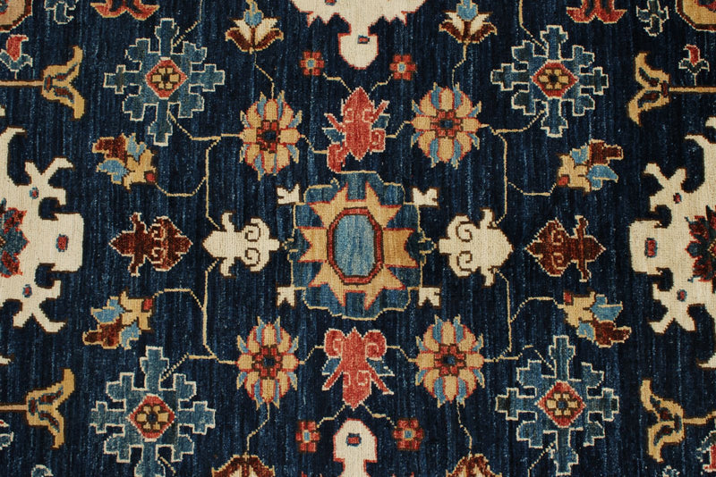 8x10 Navy and Red Anatolian Traditional Rug