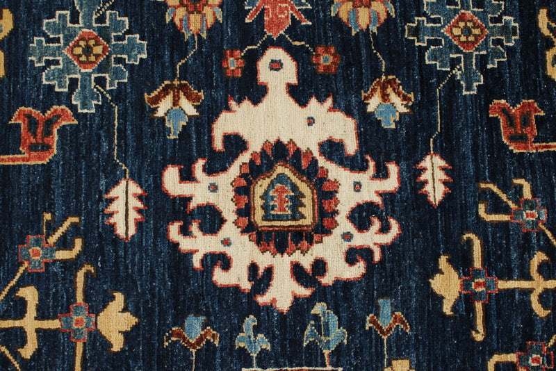 8x10 Navy and Red Anatolian Traditional Rug