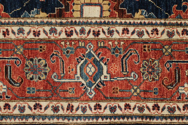 8x10 Navy and Red Anatolian Traditional Rug
