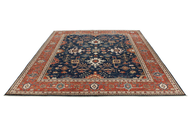 8x10 Navy and Red Anatolian Traditional Rug