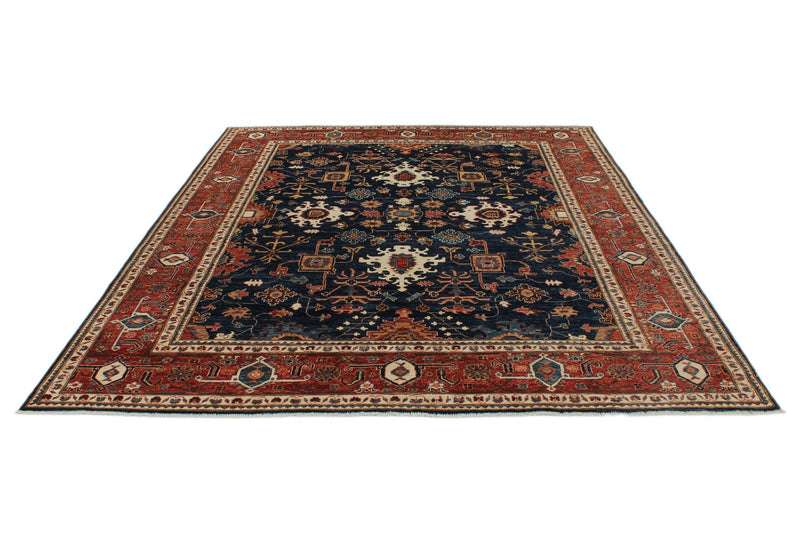8x10 Navy and Red Anatolian Traditional Rug