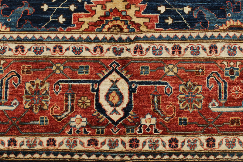 8x10 Navy and Red Anatolian Traditional Rug