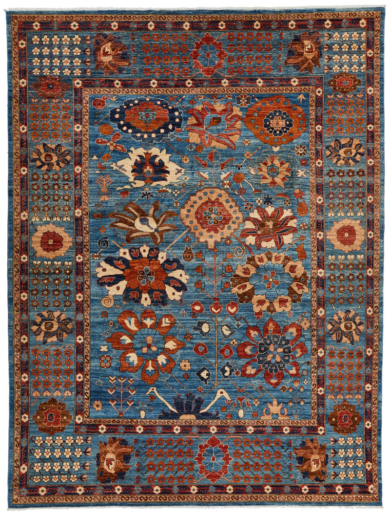 9x12 Light Blue and Multicolor Anatolian Traditional Rug