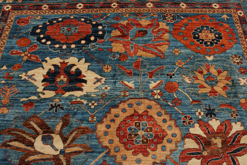 9x12 Light Blue and Multicolor Anatolian Traditional Rug