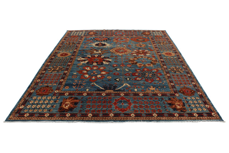 9x12 Light Blue and Multicolor Anatolian Traditional Rug