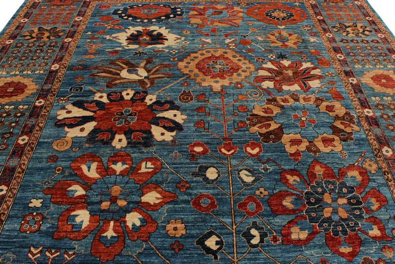 9x12 Light Blue and Multicolor Anatolian Traditional Rug