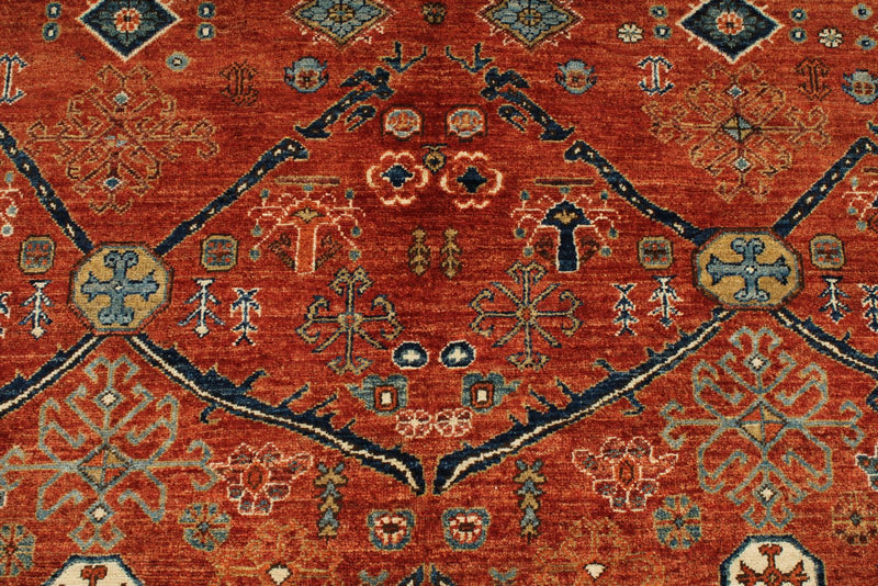 5x7 Rust and Navy Anatolian Traditional Rug