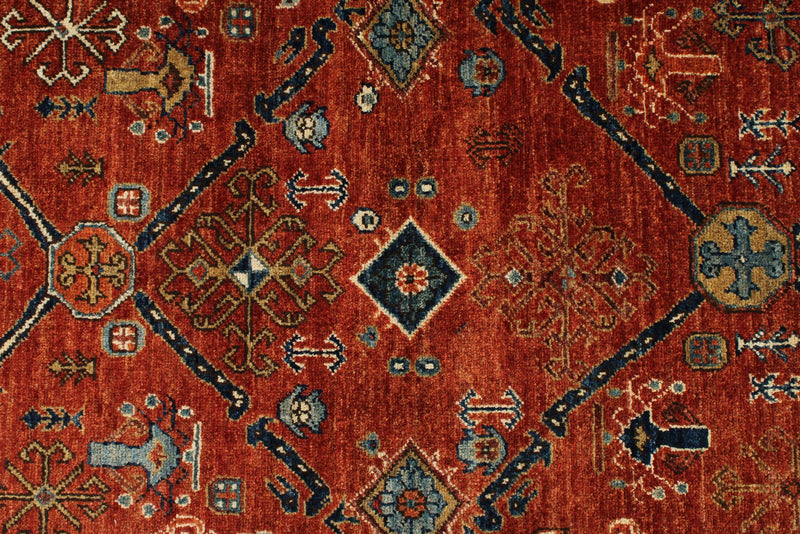 5x7 Rust and Navy Anatolian Traditional Rug
