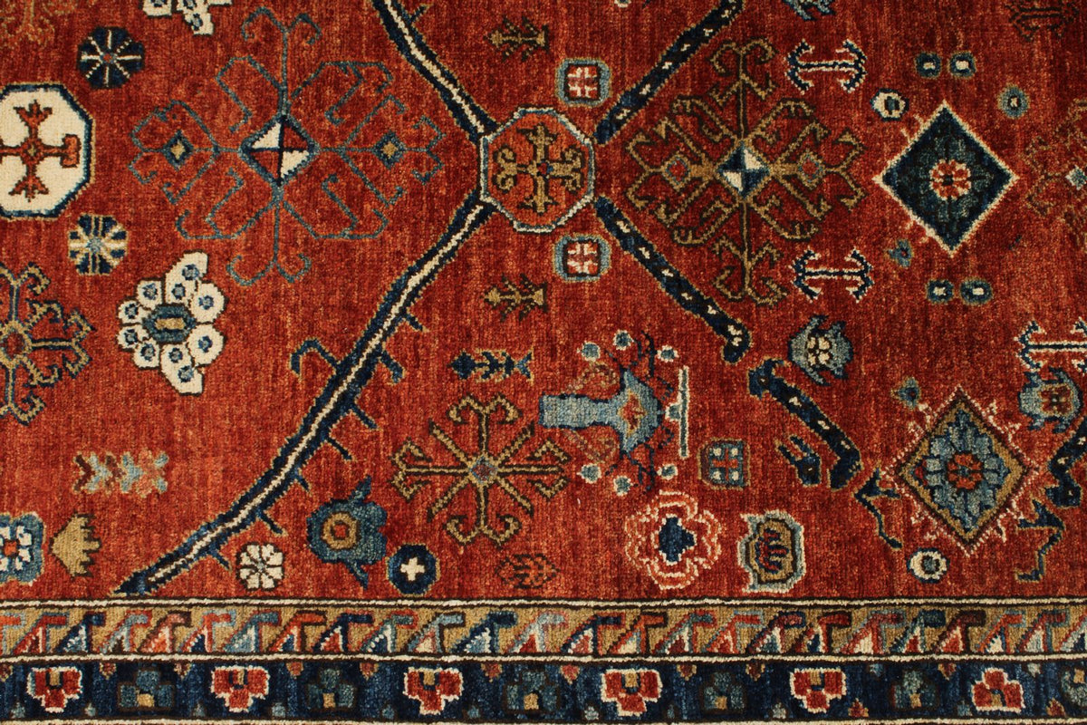 5x7 Rust and Navy Anatolian Traditional Rug