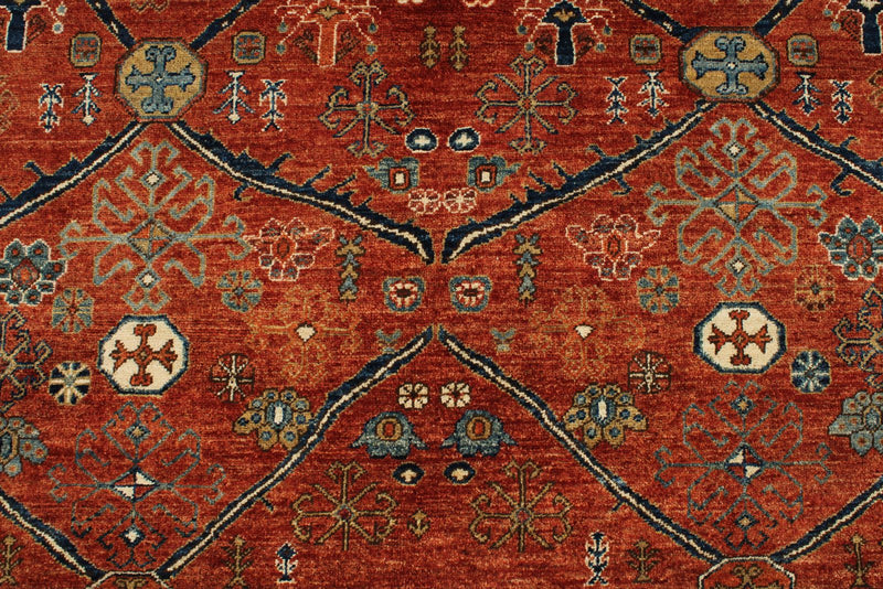 5x7 Rust and Navy Anatolian Traditional Rug