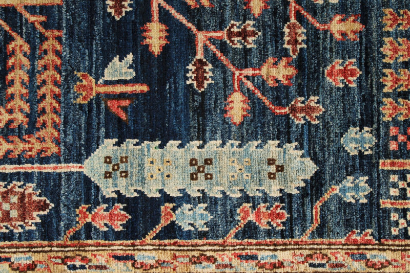 4x16 Navy and Red Anatolian Traditional Runner