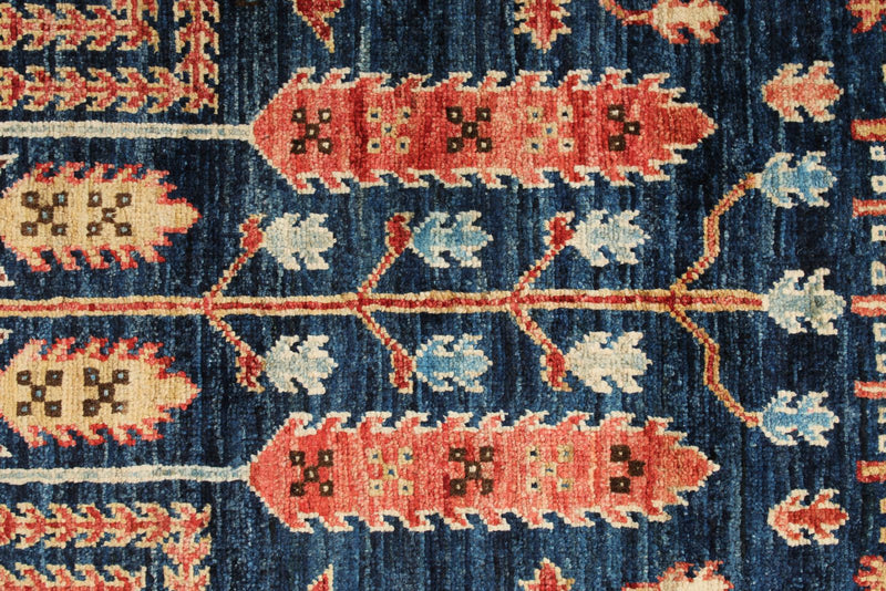 4x16 Navy and Red Anatolian Traditional Runner